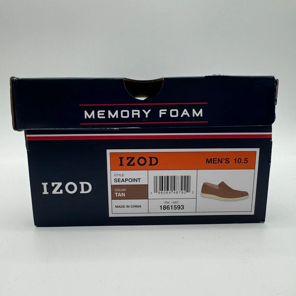 IZOD Seapoint Tan Slip On Casual Loafers Men's Size 10.5 New‎ With Box
